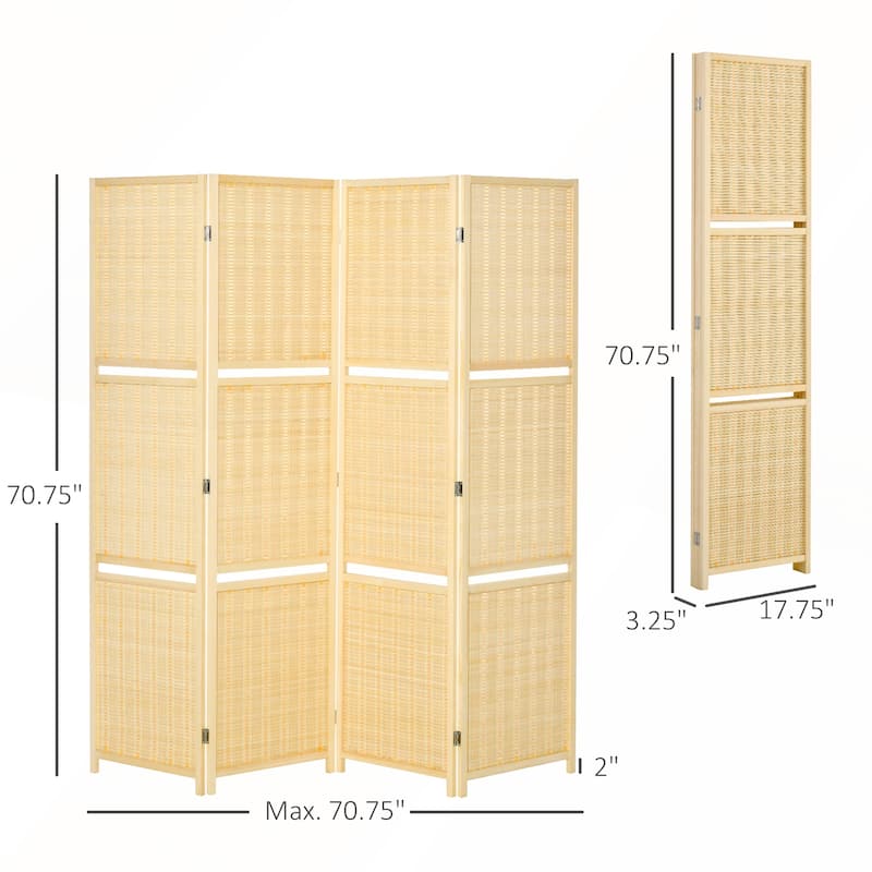 Versatile 4-Panel Folding Room Divider with Storage Shelves for Enhanced Organization and Aesthetic Appeal