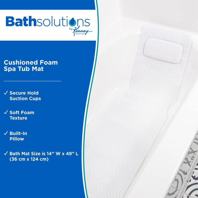 Kenney Cushioned Foam Spa Tub Mat, 14" W x 49" L