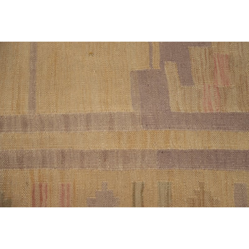 Hand Woven Oriental 100% Wool Carpet Southwestern Tribal Yellow & Gold Kilim Area Rug - 8' 10'' X 6' 4''