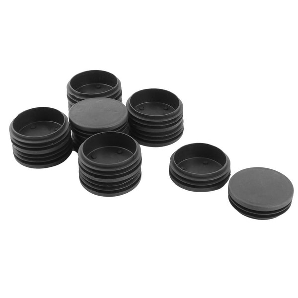 Plastic Round Flat Type Table Chair Leg Caps Insert Black Plastic Round Flat Type Table Chair Leg Caps Insert Black 76mm Dia 12pcs