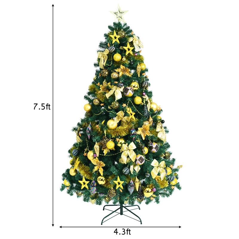 Costway 7.5FT Pre-Lit Artificial Christmas Tree 1100 Tips w/140 - See Details