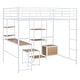 preview thumbnail 31 of 38, Full Size Metal Loft Bed with Bulit-in Desk and Stool, Heavy Duty Loft Bedframe with Cabinet and Open Storage Shelves for Kids