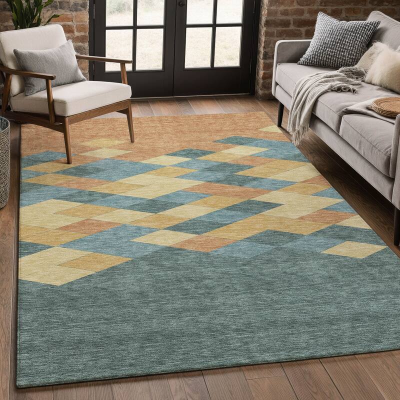 Machine Washable Indoor/ Outdoor Modern Avo Chantille Rug