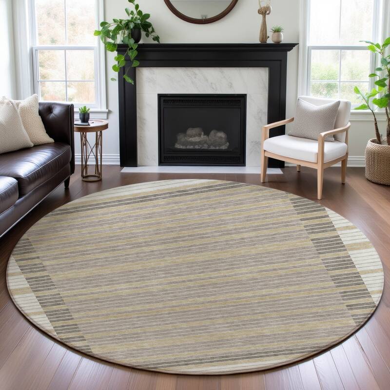 Premium Washable Super Soft Border Geo Mayfield Rug - Ivory - 8' x 8'