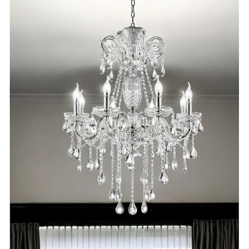 HomeRoots Candle Style Empire Transparent Glass Led Ceiling Light - 27.5' X '37' X '27.5