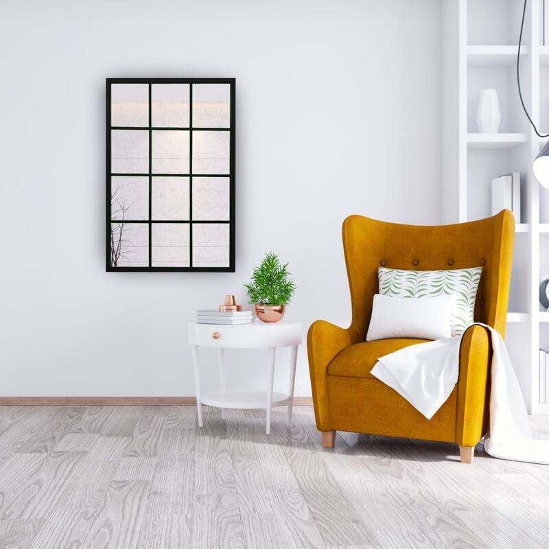 MARS Modern Window Pane Mirror - 46x32 - Black