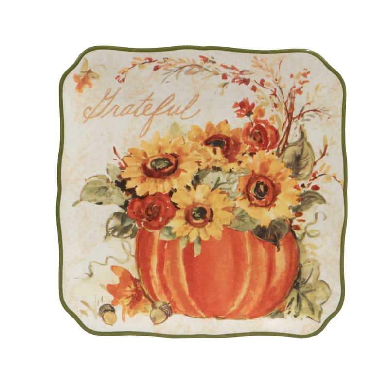 Certified International Harvest Morning 6" Canape/Luncheon Plates, Set of 4 - 6" x 6" x 0.75"