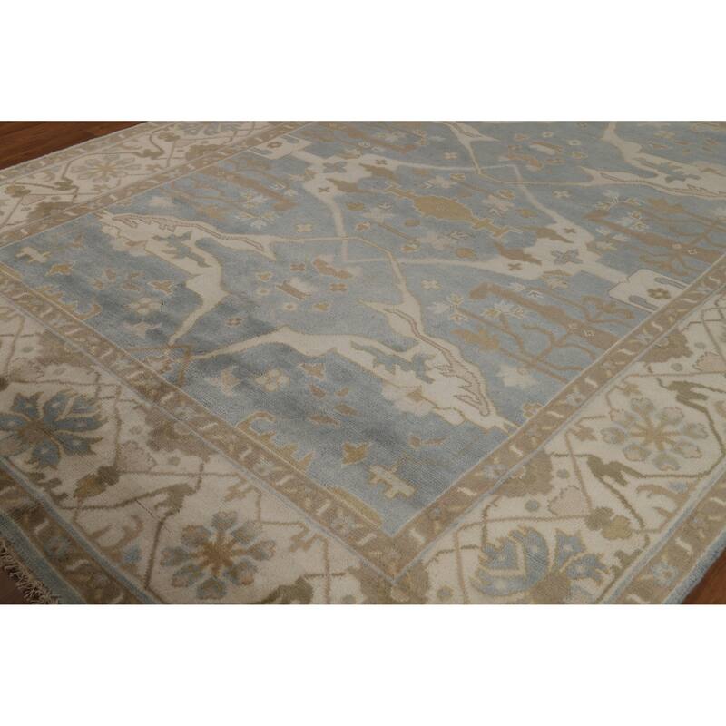 Floral Oushak Indian Area Rug Hand-Knotted Oriental Wool Carpet - 8'0" x 10'2"