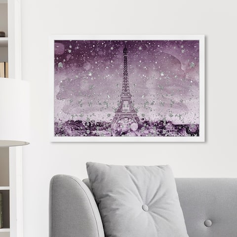 Oliver Gal 'Eiffel Glitter Plum' Cities and Skylines Framed Wall Art Prints European Cities - Purple, Purple