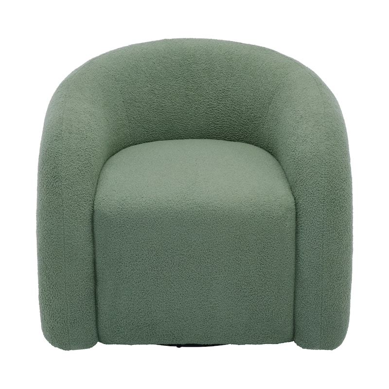 Modern Upholstered Swivel 360 degree Rotation Boucle Barrel Chair