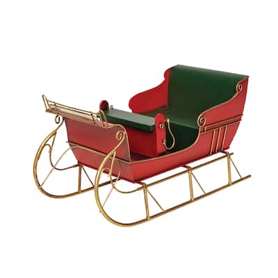 7.6" x 13.7" Santa Claus Red Sleigh Decorative Christmas Figurine