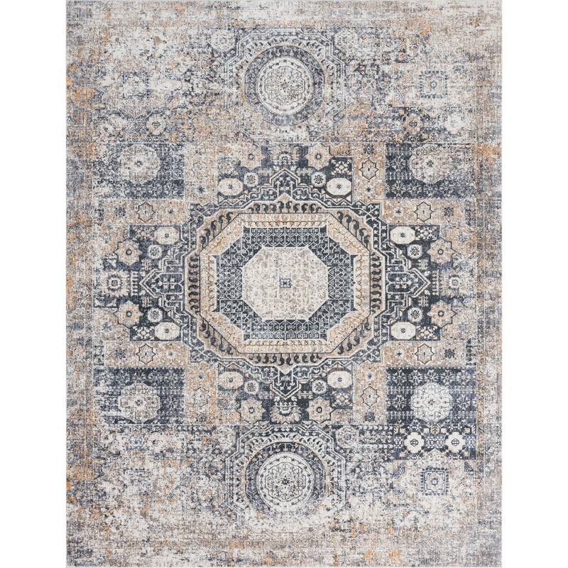 Midnight/Tan Tribal Area Rug