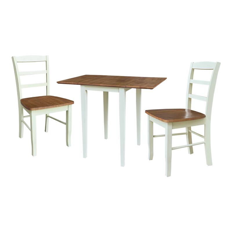 Small Dual Drop Leaf Dining Table with 2 Madrid LadderBack Chairs - 3 Piece Dining Set