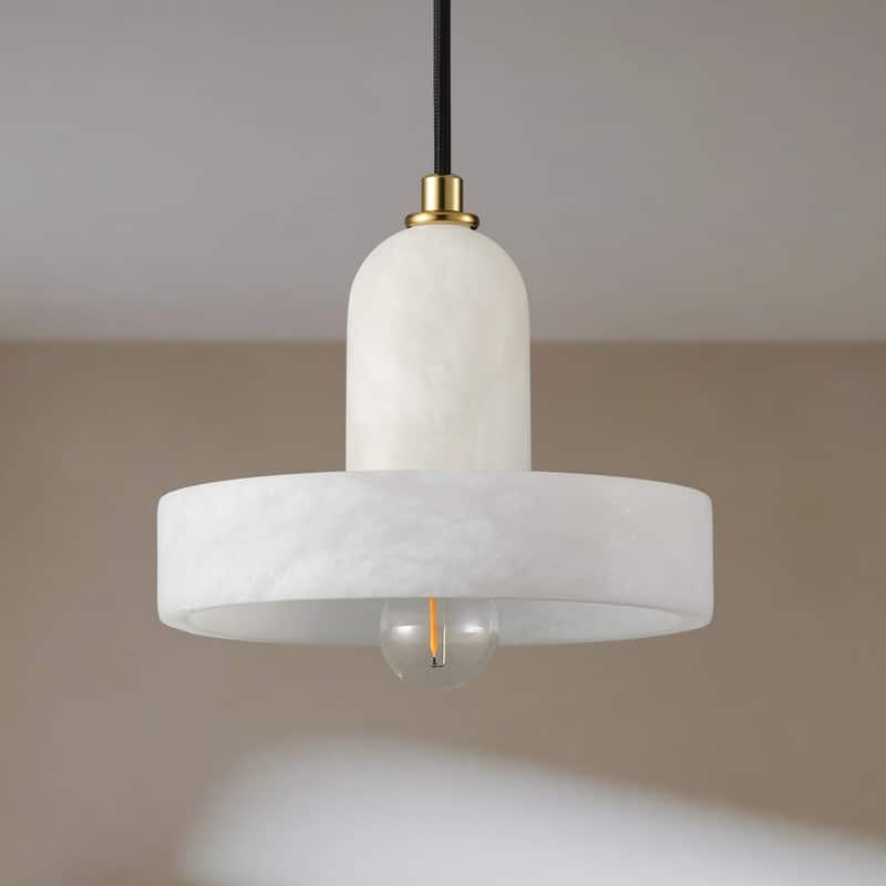 Alabaster Pendant Light for 7.9" Spanish Marble Shade Hanging Light Fixture