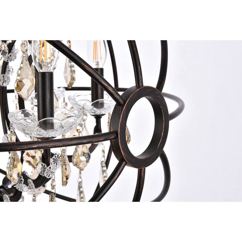 Royce Edge 6 light Dark Bronze Chandelier - dark bronze royal cut golden teak (smoky) crystals