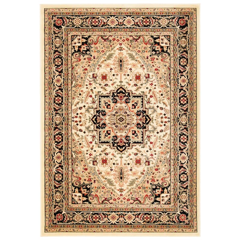 SAFAVIEH Lyndhurst Feryal Traditional Oriental Medallion Rug - 6' Square - Beige/Black - Square