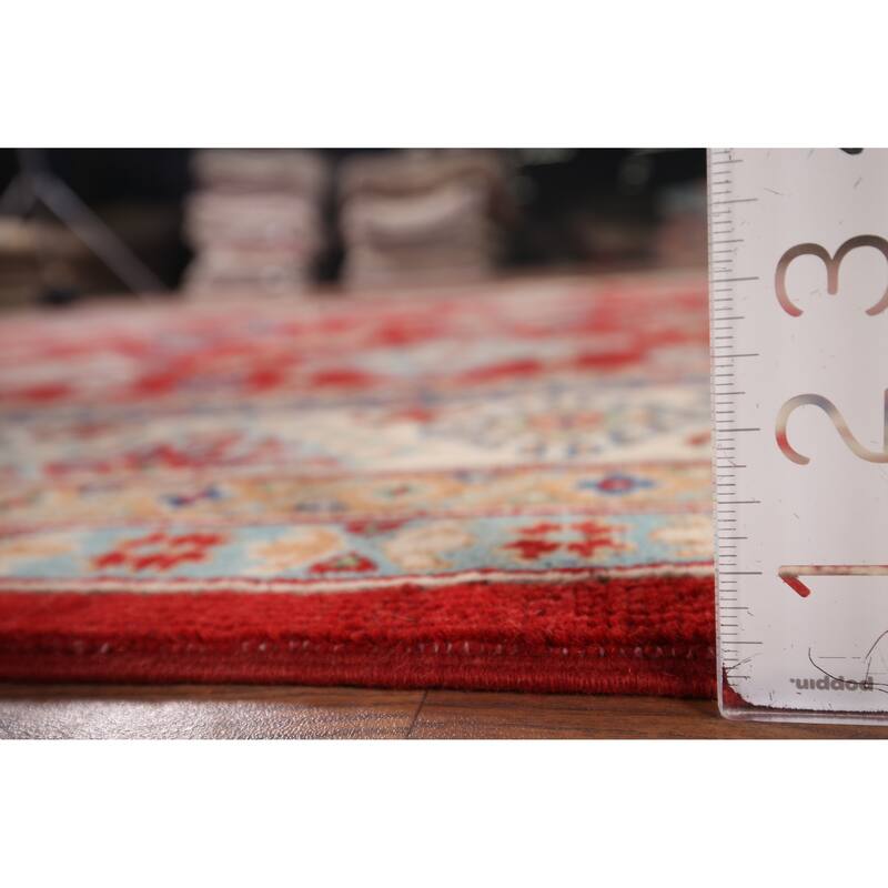 Red Kazak Area Rug Hand-Knotted Oriental Wool Carpet - 6'5" x 9'9"
