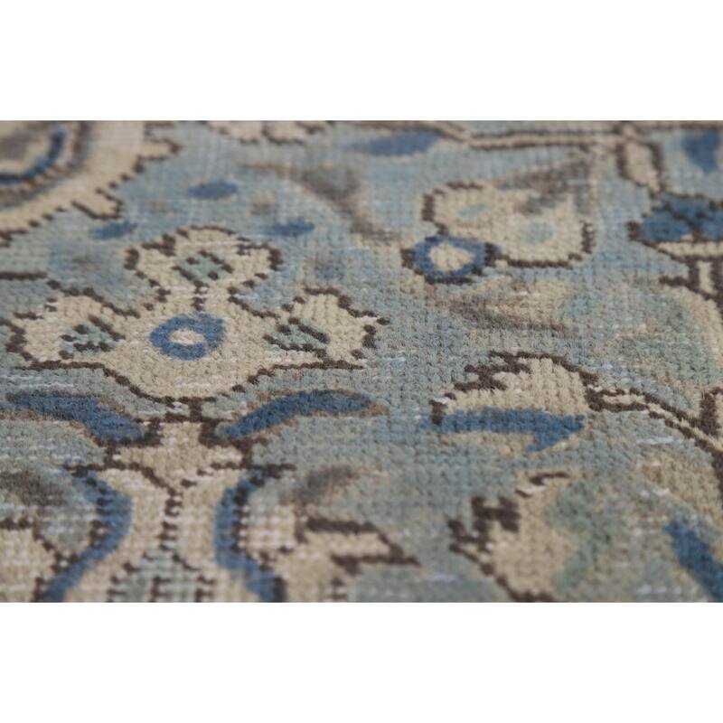 Light Blue Geometric Tabriz Persian Rug Hand-Knotted Wool Carpet - 6'7"x 9'4"