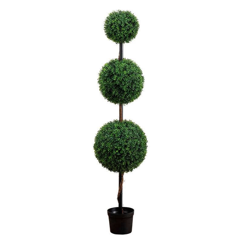 6' Artificial Triple Ball Boxwood Topiary Tree (Indoor/Outdoor) - Green