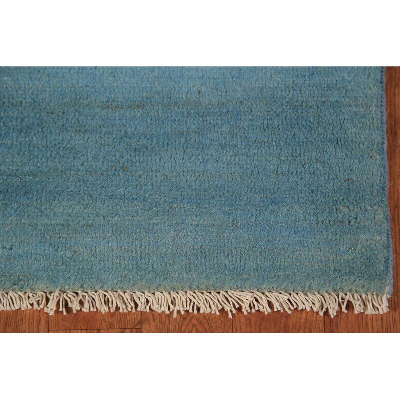 Light Blue Gabbeh Modern Rug Handmade Wool Carpet - 3'9" x 6'0"