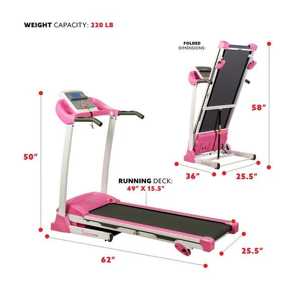 dimension image slide 1 of 2, Sunny Health and Fitness Treadmill