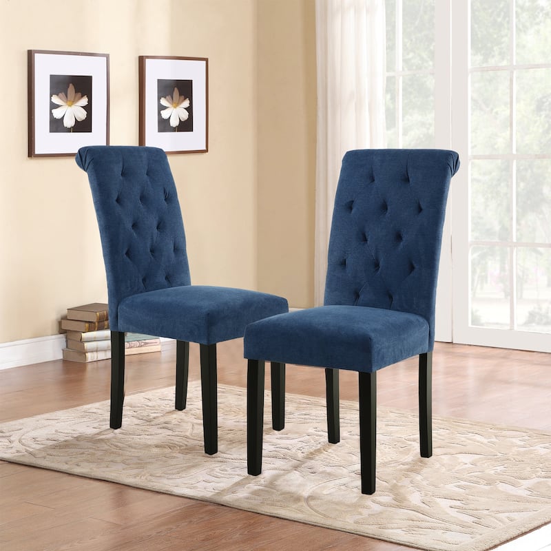 Fabric Upholstery Tufted Parsons Dining Chairs Set of 2