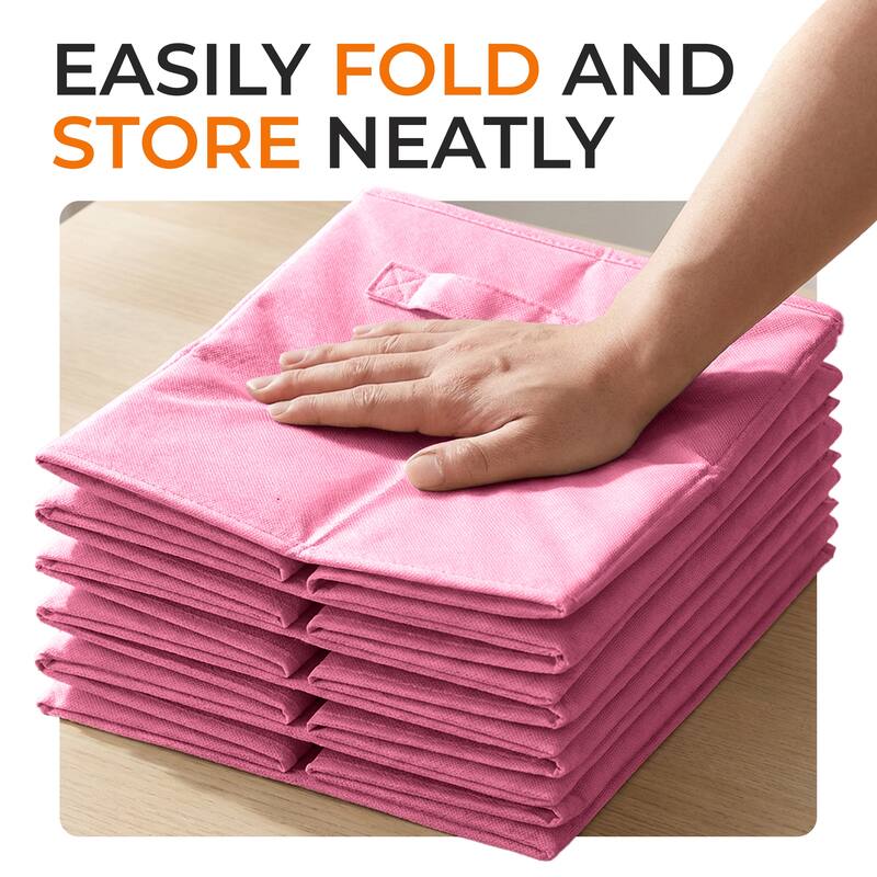 Cheer Collection 6 Pack Fabric Storage Cubes with Dual Handles Collapsible Organizer Bins