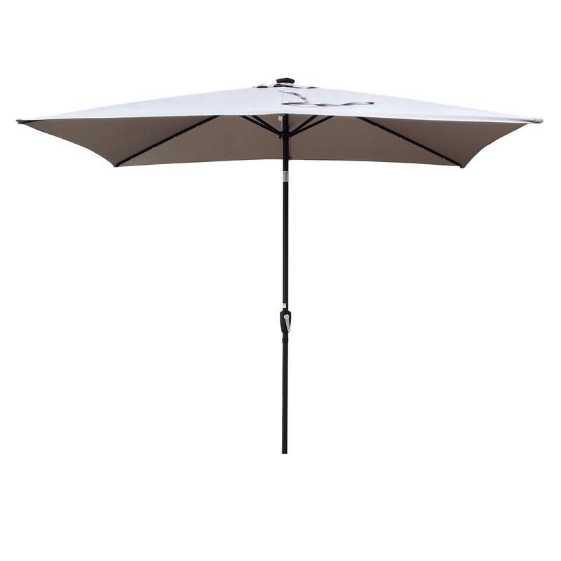GEITIN 6.5ft Rectangular Patio Solar LED Lighted Outdoor Umbrellas with Crank
