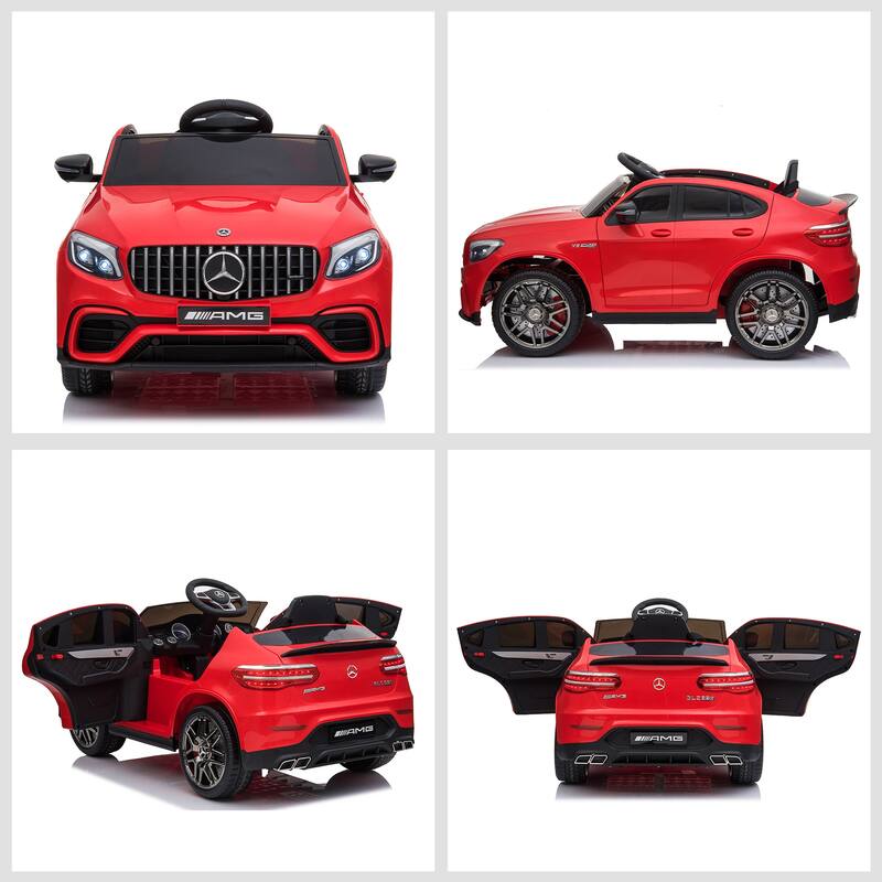 Electric Kids Ride On Car, 12V Mercedes Benz AMG GLC63S with Remote, Lights & Music