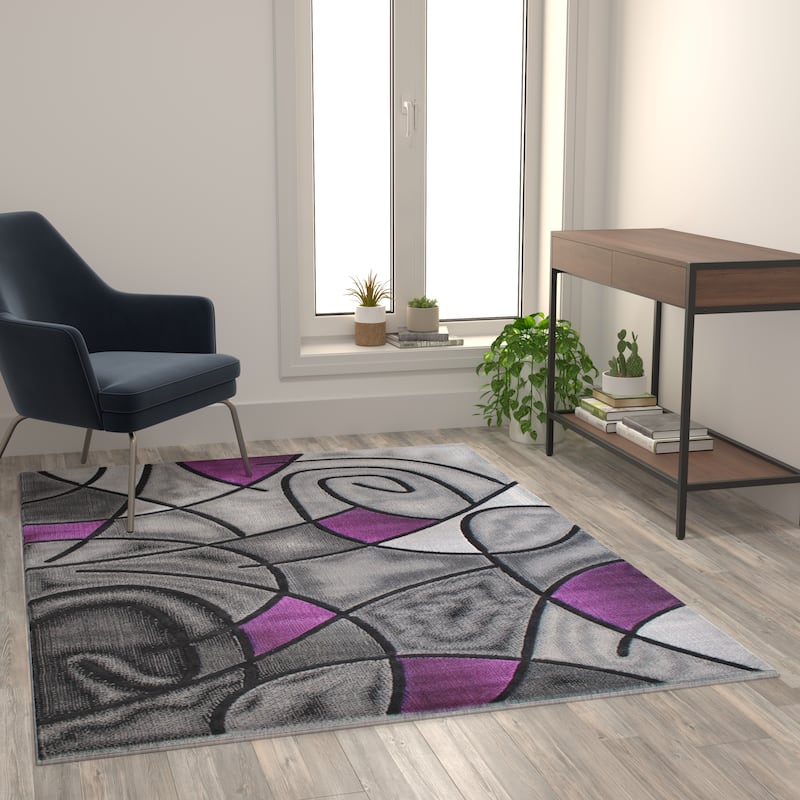 Modern Olefin Accent Area Rug - Abstract Pattern