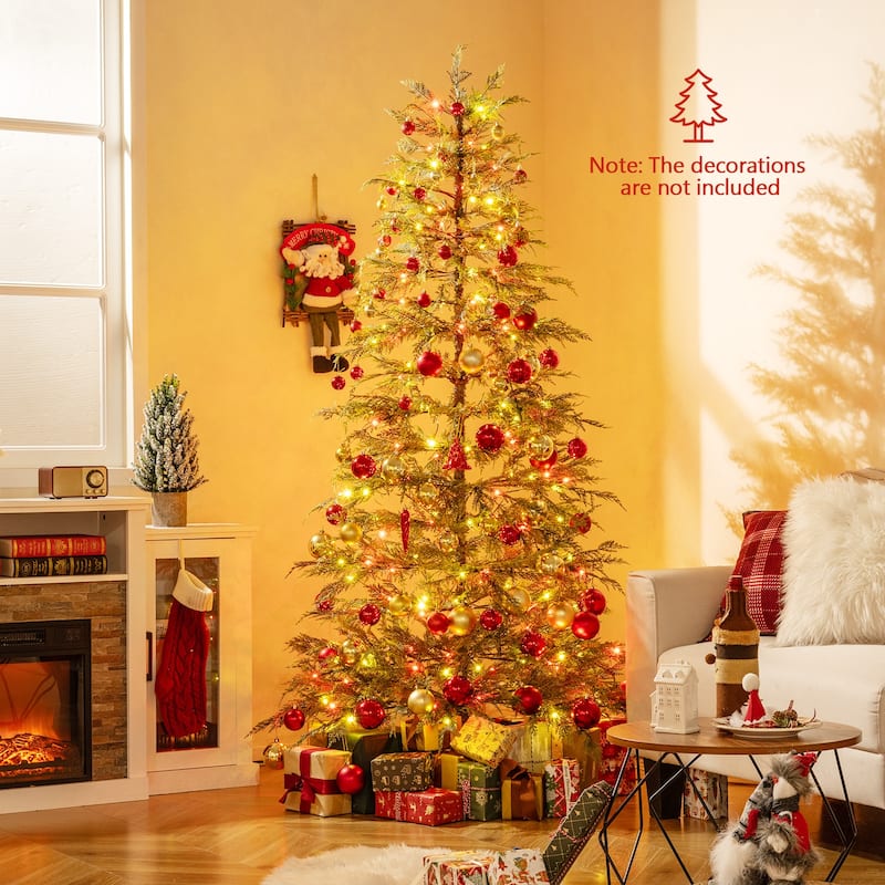 Pre-Lit Green Artificial Christmas Tree with Multicolor LED Lights and Realistic TPE Branches