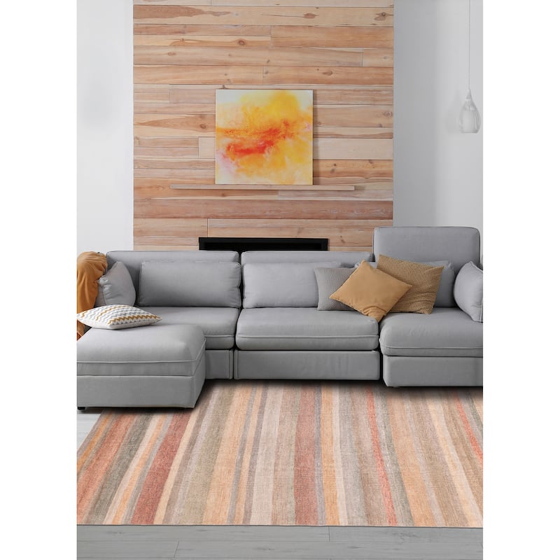 ECARPETGALLERY Hand-knotted Silk Shadow Multi Color Silk, Wool Rug - 9'1 x 12'2