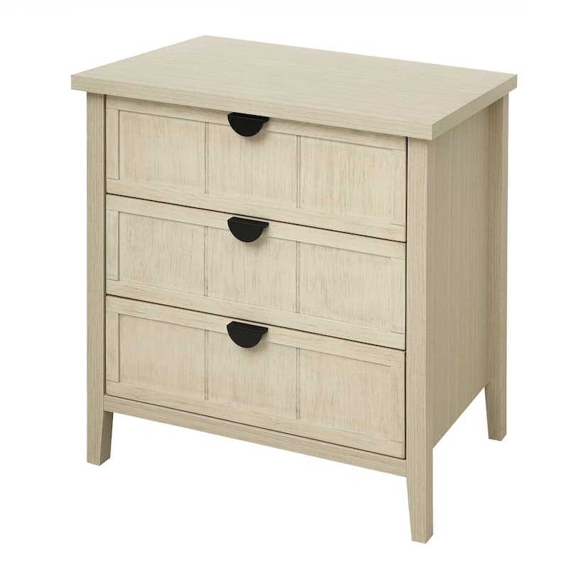 Roomfitters 3 Drawer Dresser Storage Cabinet, Modern Wooden Chest of Drawers with Metal Handles, Natural