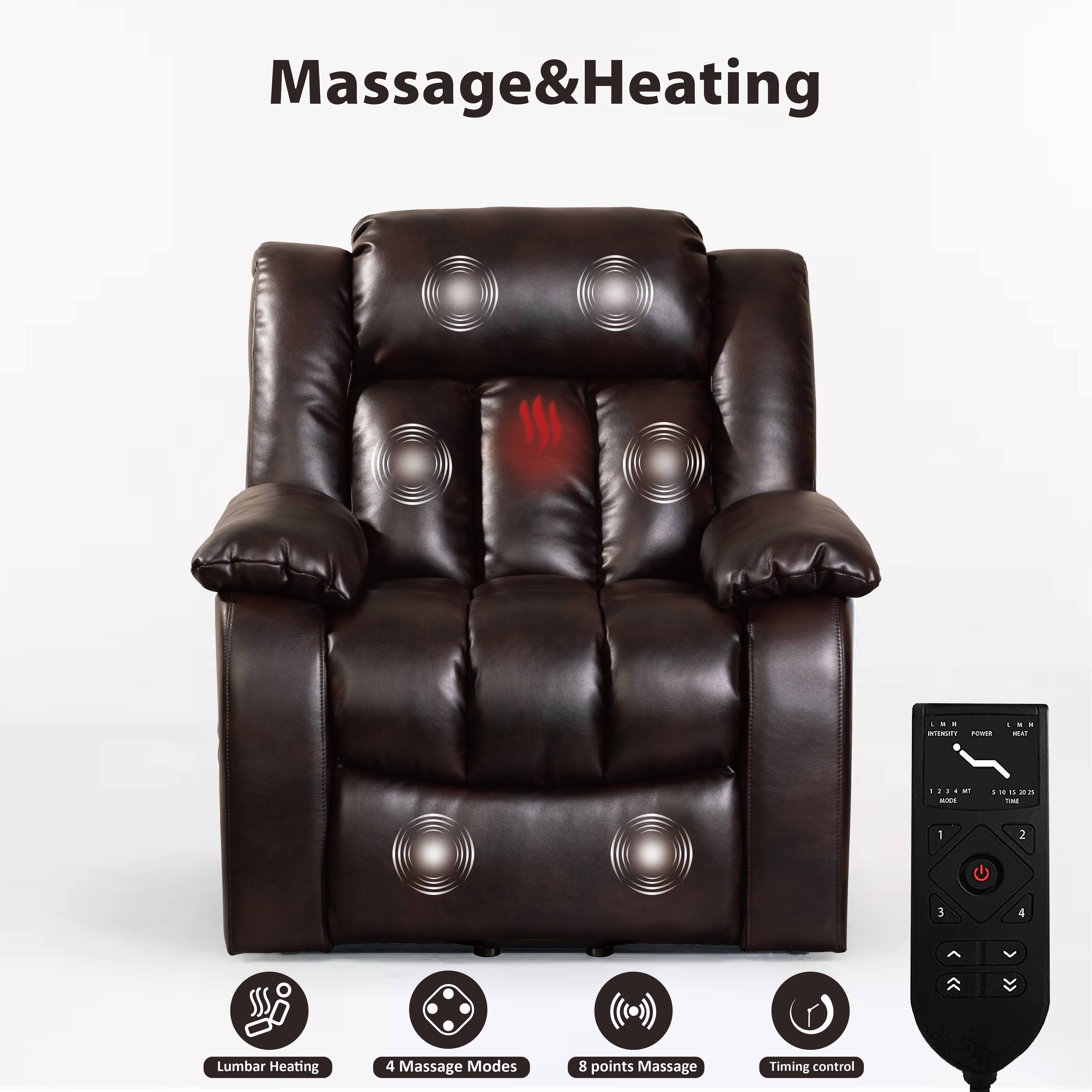 Massage Heat Sofa Power Lift Recliner Chair Home Theater Seating,Black