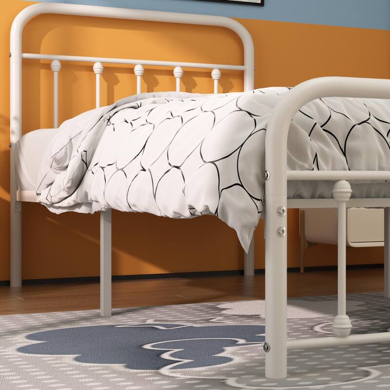 VECELO Modern Metal Platform Kids Bed Frame,Twin Size Bed Set of 2