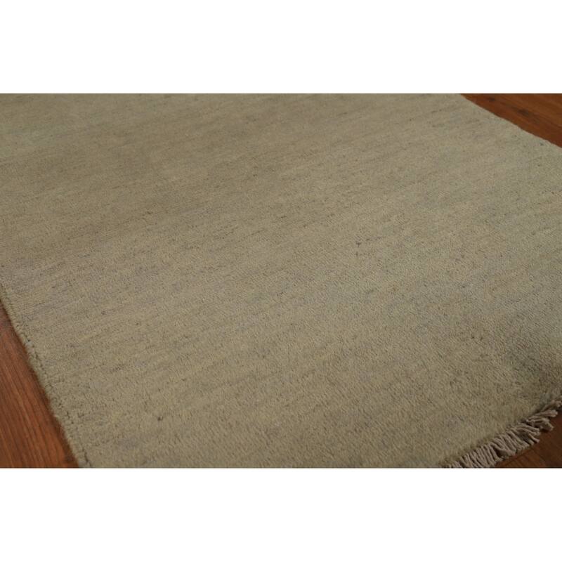 Hand Knotted Oriental 100% Wool Carpet Modern Modern Beige & Ivories Gabbeh Runner Rug - 11' 0'' X 2' 7''