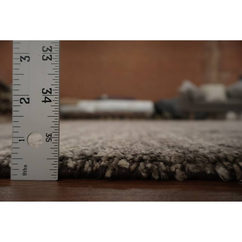 Hand Knotted Oriental 100% Wool Carpet Tribal Contemporary Greys & Charcoal Gabbeh Area Rug - 9' 8'' X 7' 9''