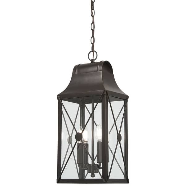 slide 2 of 5, The Great Outdoors 73297 De Luz 4 Light 10-1/2" Wide Outdoor Pendant Oil Rubbed Bronze with Gold Highlights