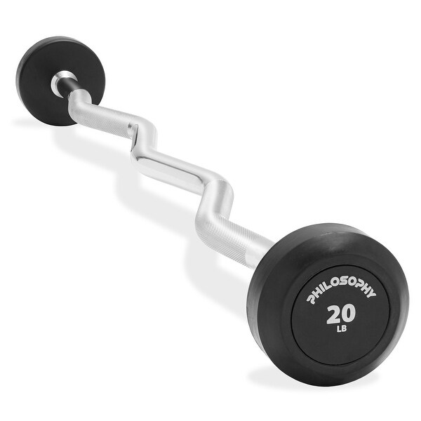 Rubber Fixed Barbell PreLoaded Weight EZ Curl Bar for