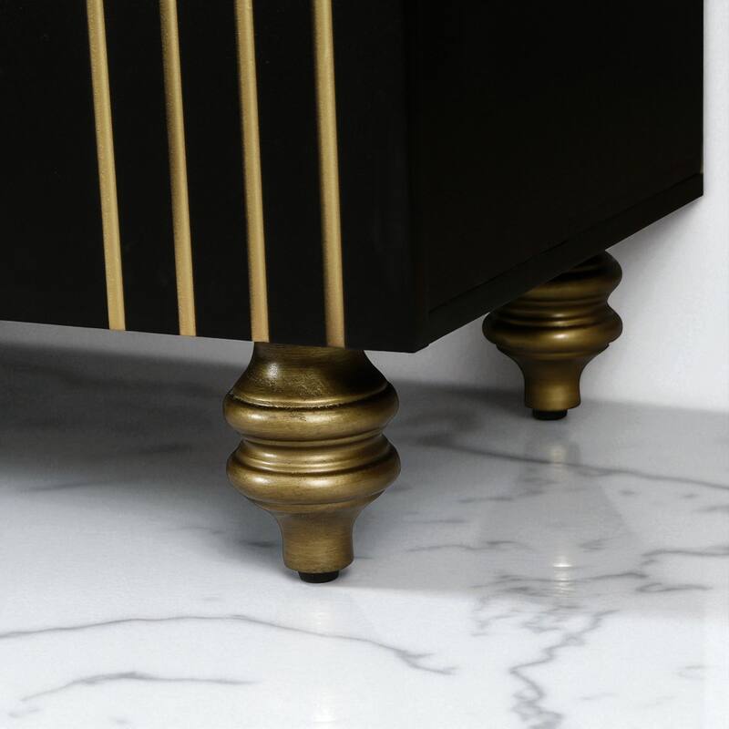 Modern Fluted Sideboard Buffet with Adjustable Shelves, Gold Base & 4 Doors for Kitchen or Dining Room