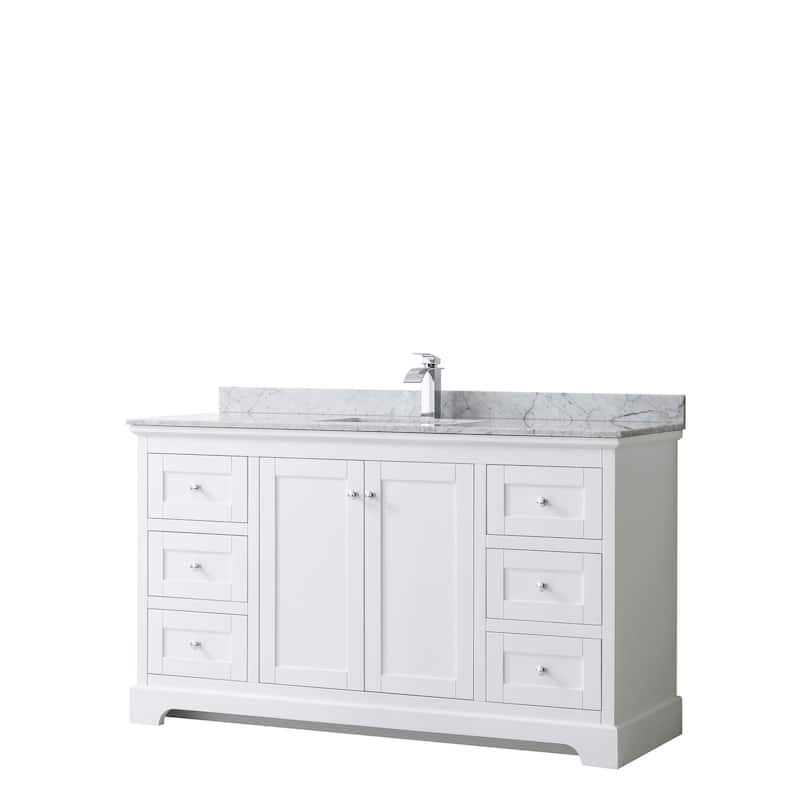 Avery 60-inch Single Vanity, Marble Top, Square Sink, No Mirror