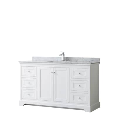 Avery 60-inch Single Vanity, Marble Top, Square Sink, No Mirror