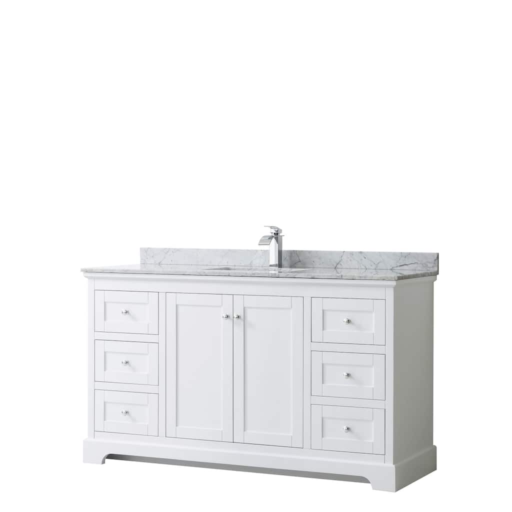 Avery 60-inch Single Vanity, Marble Top, Square Sink, No Mirror