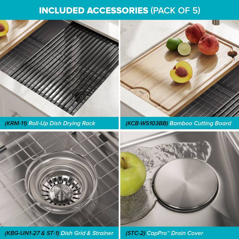 KRAUS Kore Workstation Undermount Stainless Steel Kitchen Sink