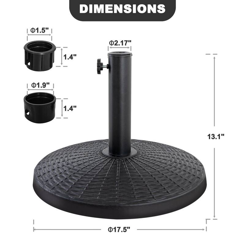 Outdoor 22 lb. Round Black Patio Umbrella Base, Resin and Concrete