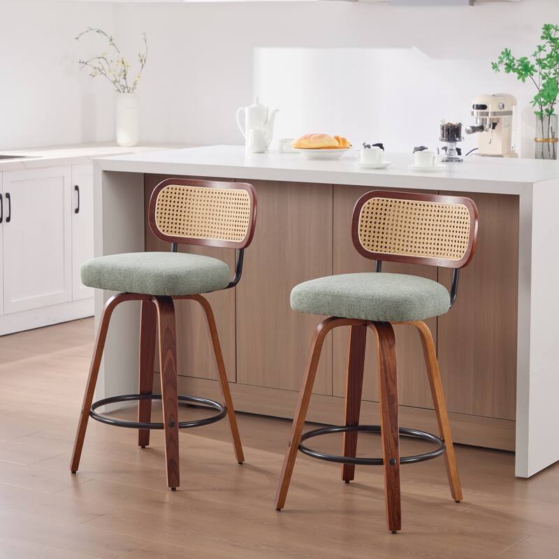 Set of 2 26-Inch Counter Height Bar Stools - Light Green