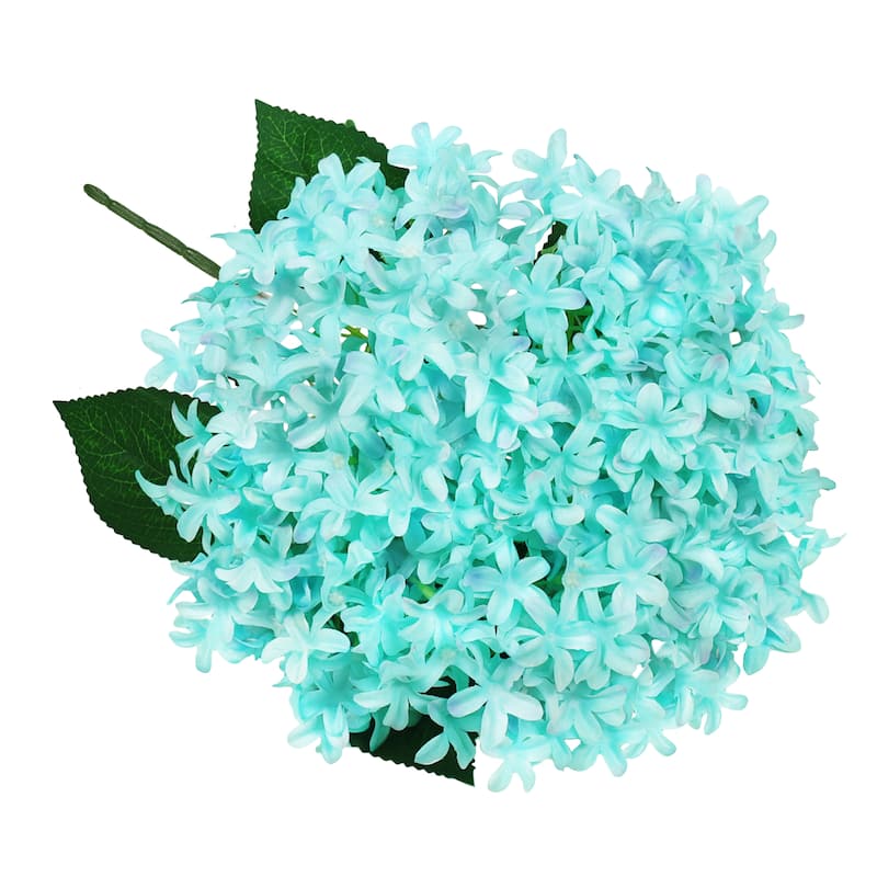 Set of 2 Tiffany Blue Artificial Star Hydrangea Flower Stem Bush Bouquet 18in - 18" L x 12" W x 12" DP