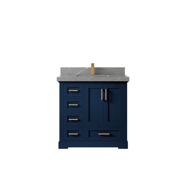 Willow Collections 36 x 22 Boston Center Sink Right Bathroom Vanity with Countertop
