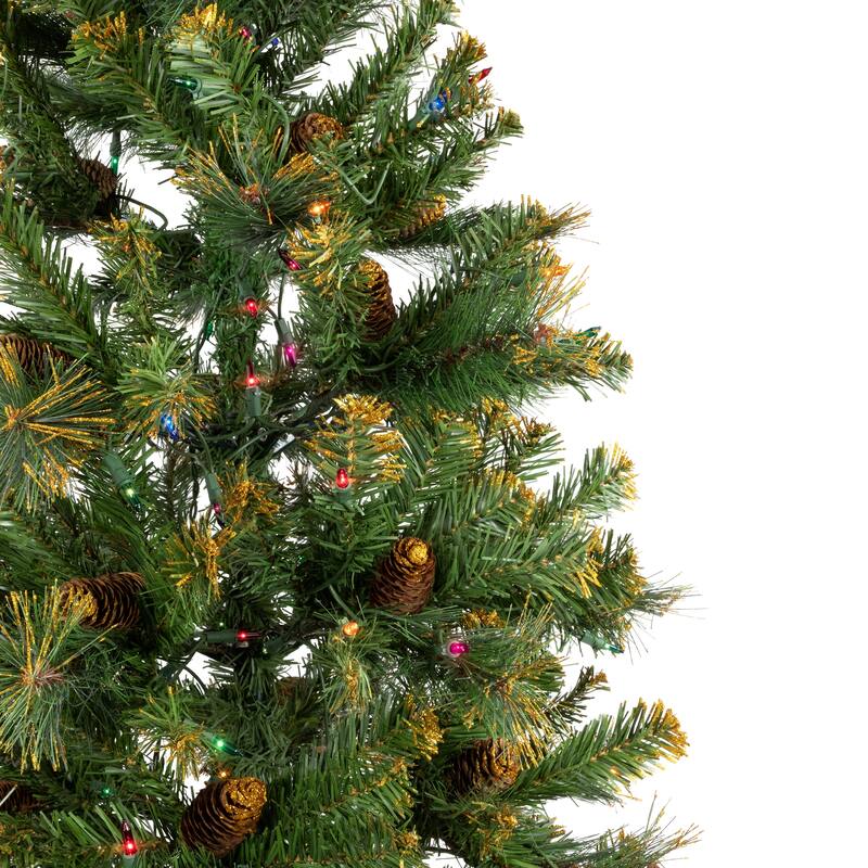 4.5' Yorkville Pine Pencil Artificial Tree Multicolored Lights - 3-to-6-feet