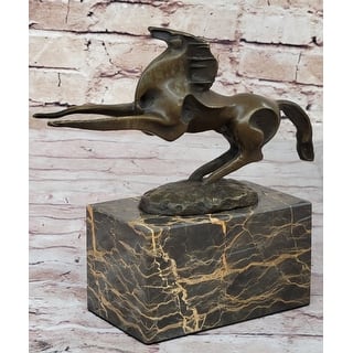 Abstract Modern Contemporary Horse Figurine Bronze Sculpture On Marble Base